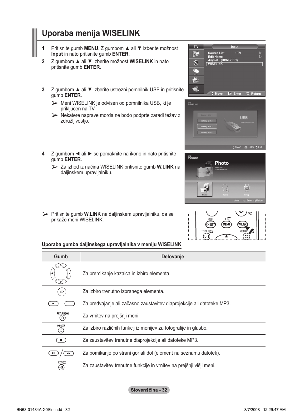 Uporaba menija wiselink | Samsung PS50A551S3R User Manual | Page 582 / 601