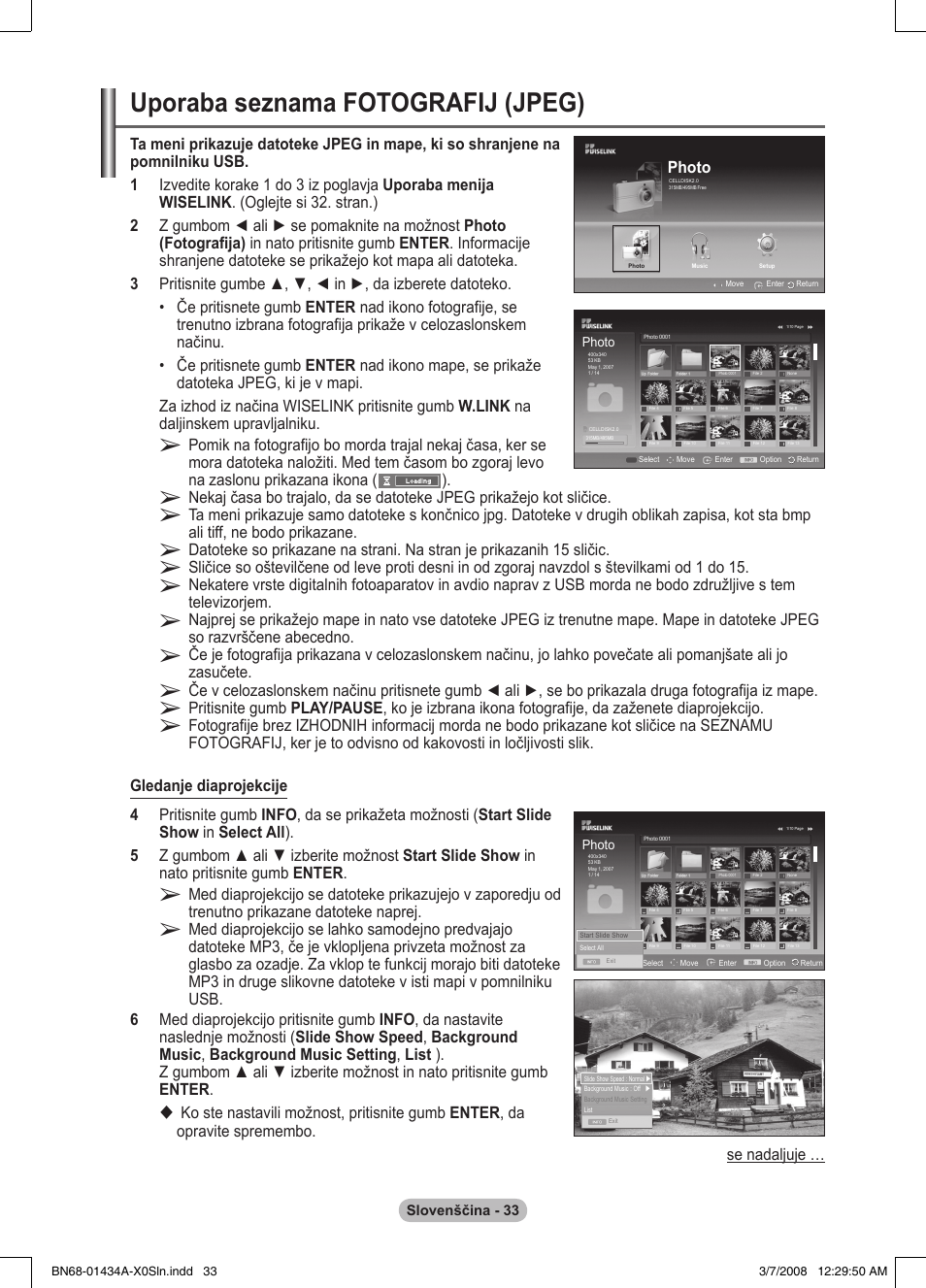 Uporaba seznama fotografij (jpeg) | Samsung PS50A551S3R User Manual | Page 583 / 601