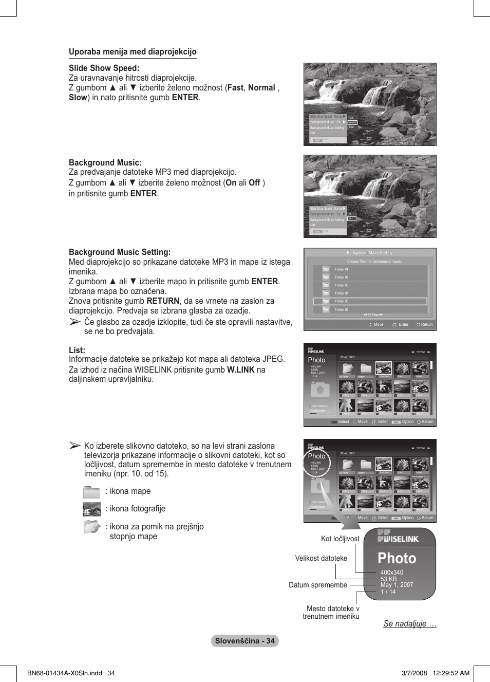 Photo, Slovenščina - 34 | Samsung PS50A551S3R User Manual | Page 584 / 601