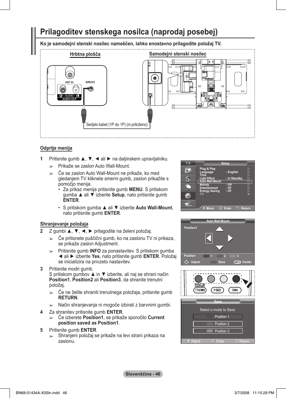 Prilagoditev stenskega nosilca (naprodaj posebej) | Samsung PS50A551S3R User Manual | Page 596 / 601