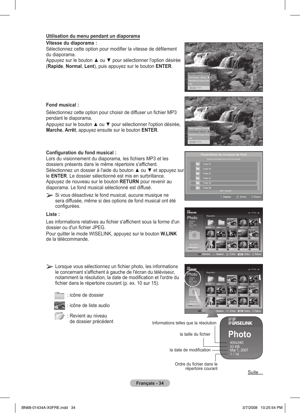 Photo, Français - 34 | Samsung PS50A551S3R User Manual | Page 84 / 601