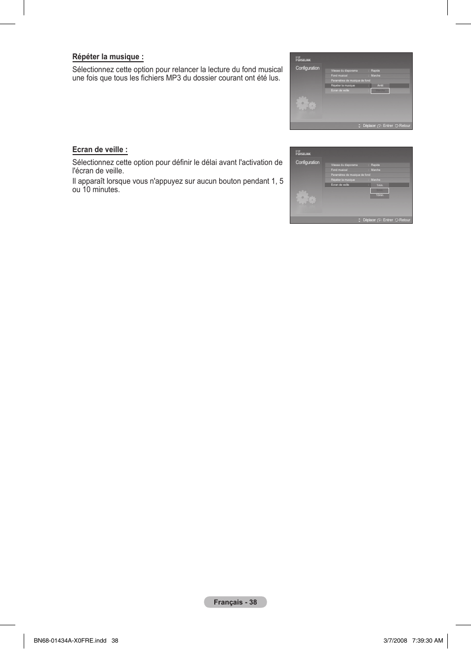 Français - 38 | Samsung PS50A551S3R User Manual | Page 88 / 601