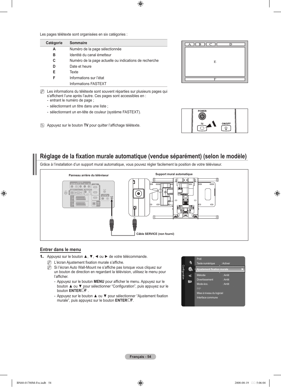 Entrer dans le menu | Samsung LE46A756R1M User Manual | Page 116 / 422