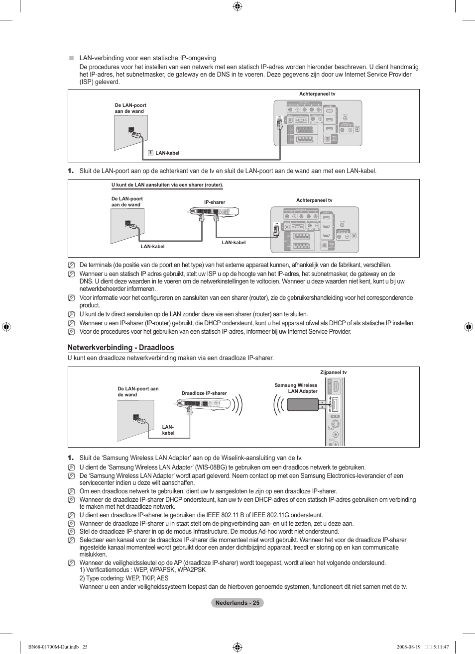 Netwerkverbinding - draadloos | Samsung LE46A756R1M User Manual | Page 207 / 422