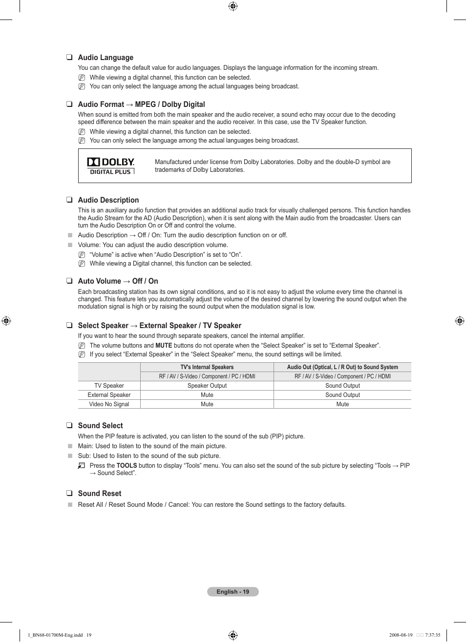 Samsung LE46A756R1M User Manual | Page 21 / 422
