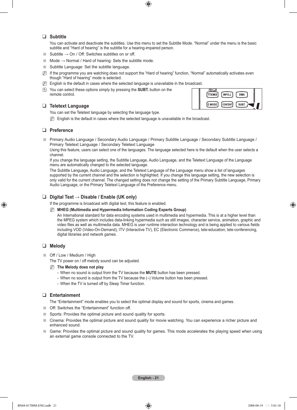 Samsung LE46A756R1M User Manual | Page 23 / 422