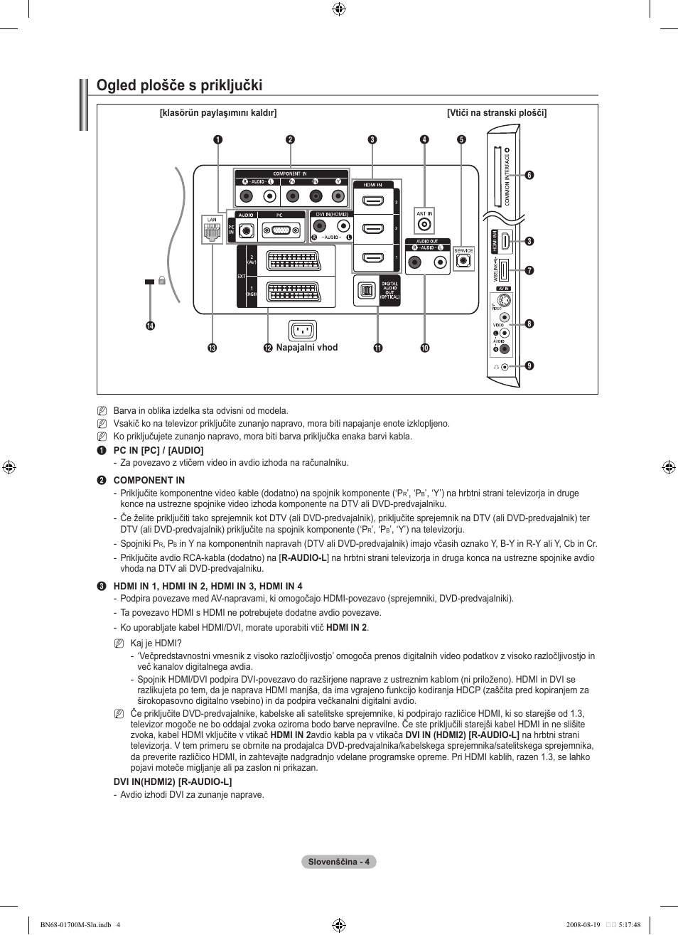 Ogled plošče s priključki | Samsung LE46A756R1M User Manual | Page 306 / 422