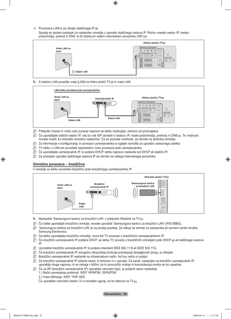 Omrežna povezava – brezžična | Samsung LE46A756R1M User Manual | Page 327 / 422