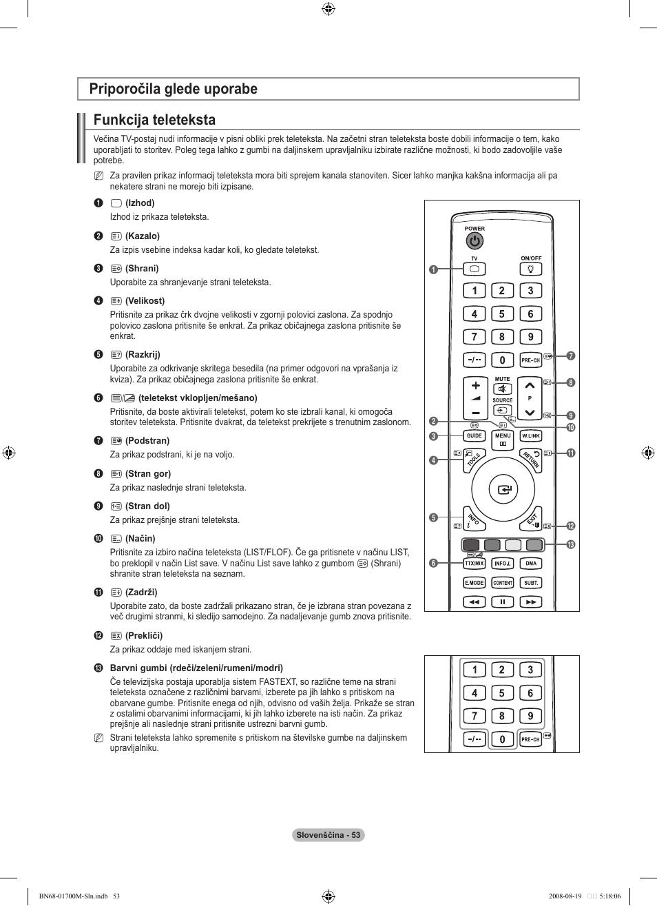 Priporočila glede uporabe funkcija teleteksta | Samsung LE46A756R1M User Manual | Page 355 / 422