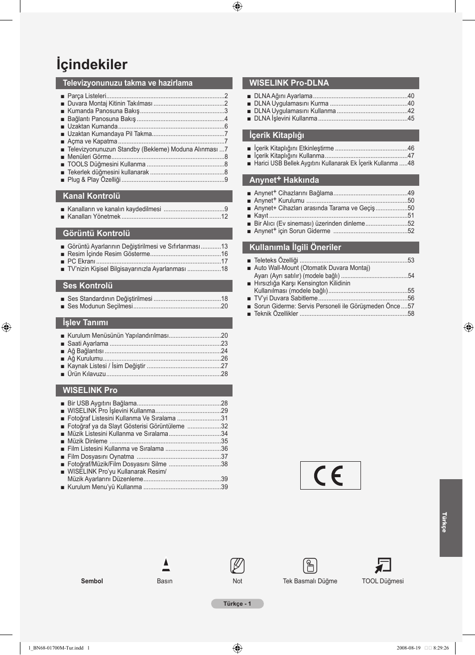 No t, Içindekiler | Samsung LE46A756R1M User Manual | Page 363 / 422