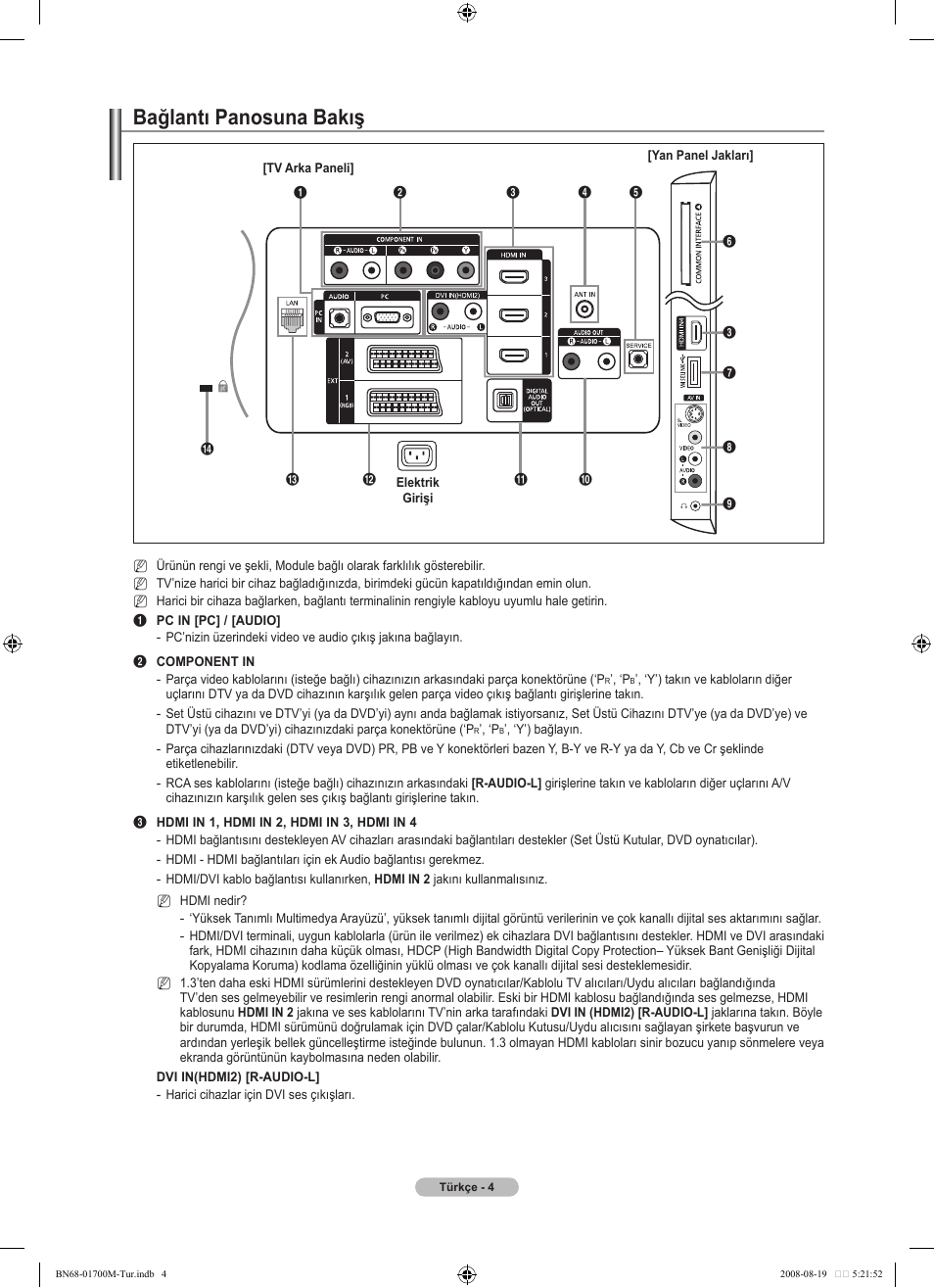 Bağlantı panosuna bakış | Samsung LE46A756R1M User Manual | Page 366 / 422