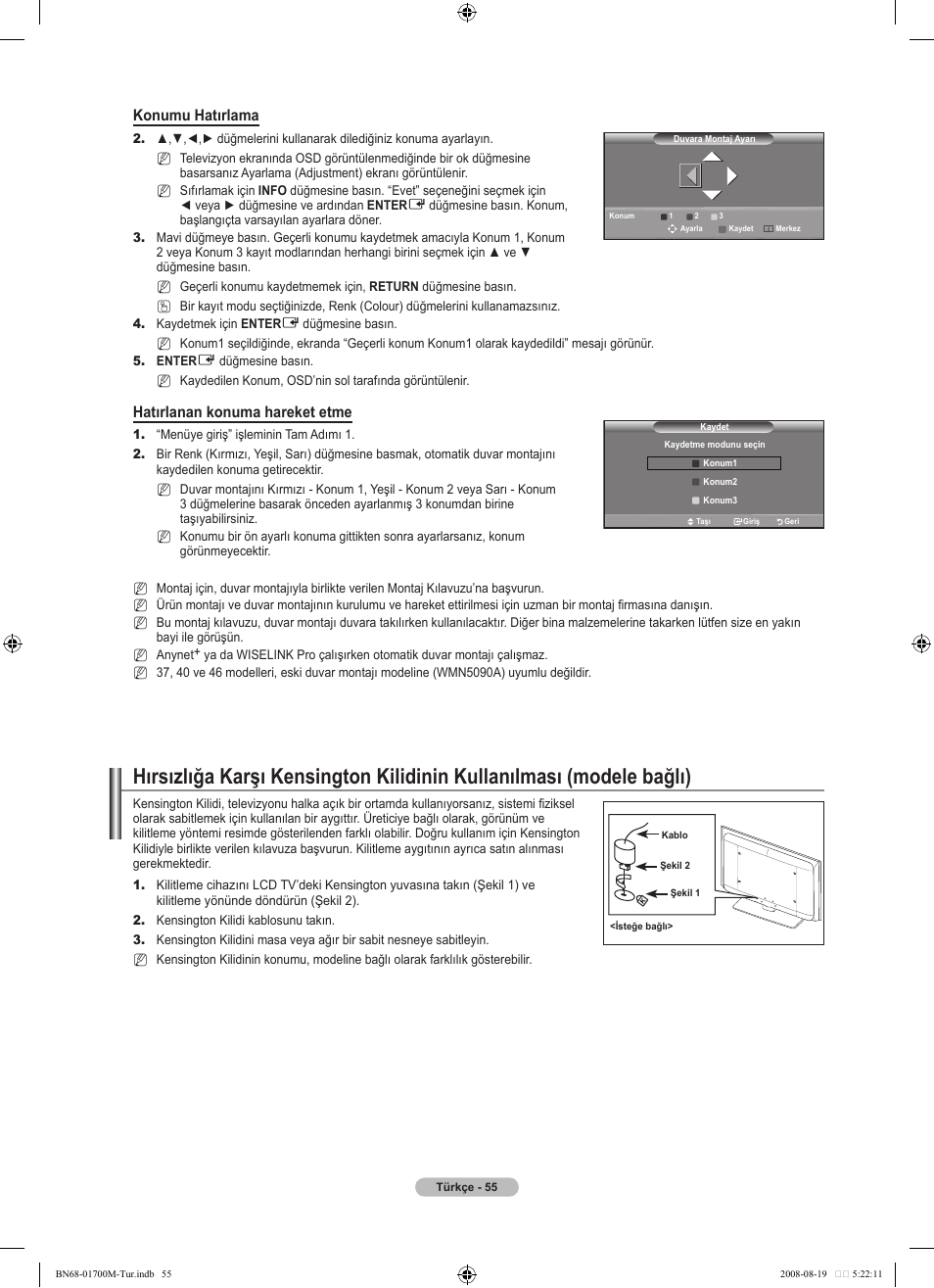 Konumu hatırlama, Hatırlanan konuma hareket etme | Samsung LE46A756R1M User Manual | Page 417 / 422