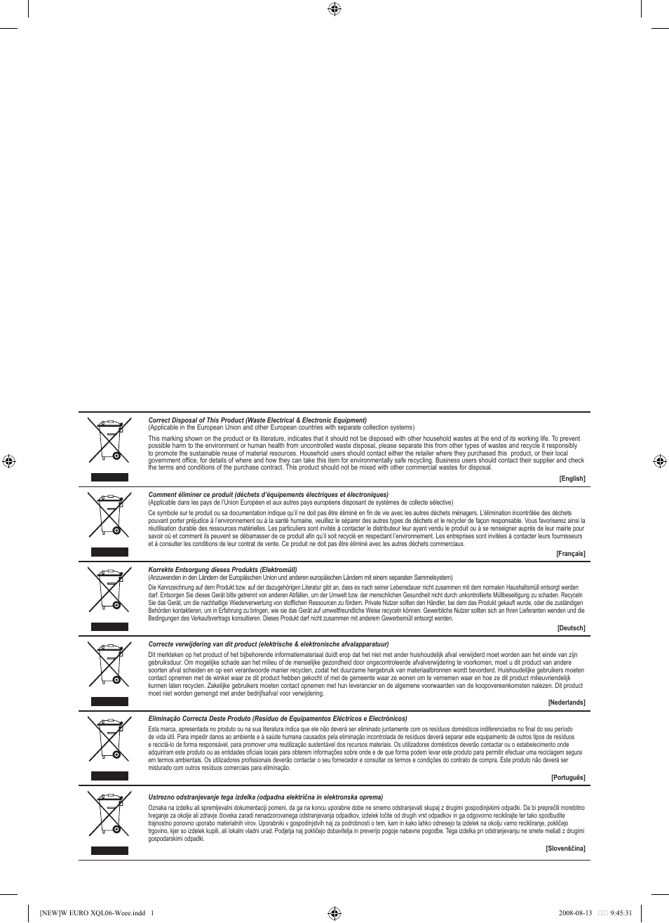 Weee | Samsung LE46A756R1M User Manual | Page 422 / 422