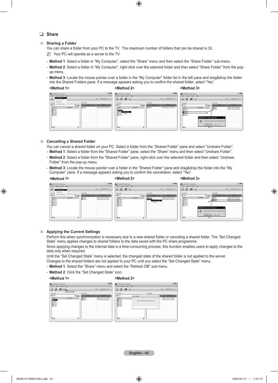 Share | Samsung LE46A756R1M User Manual | Page 45 / 422