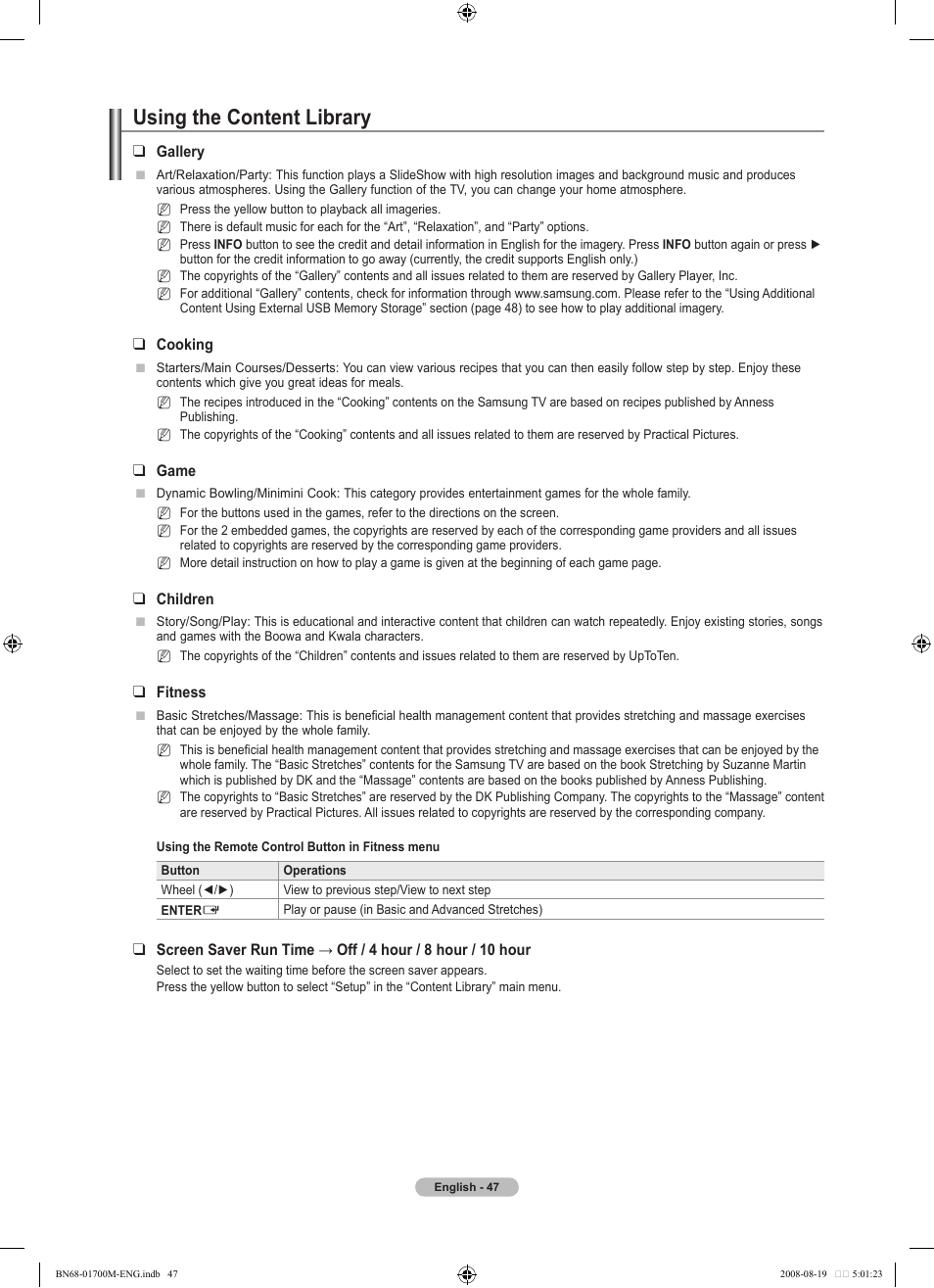 Using the content library | Samsung LE46A756R1M User Manual | Page 49 / 422