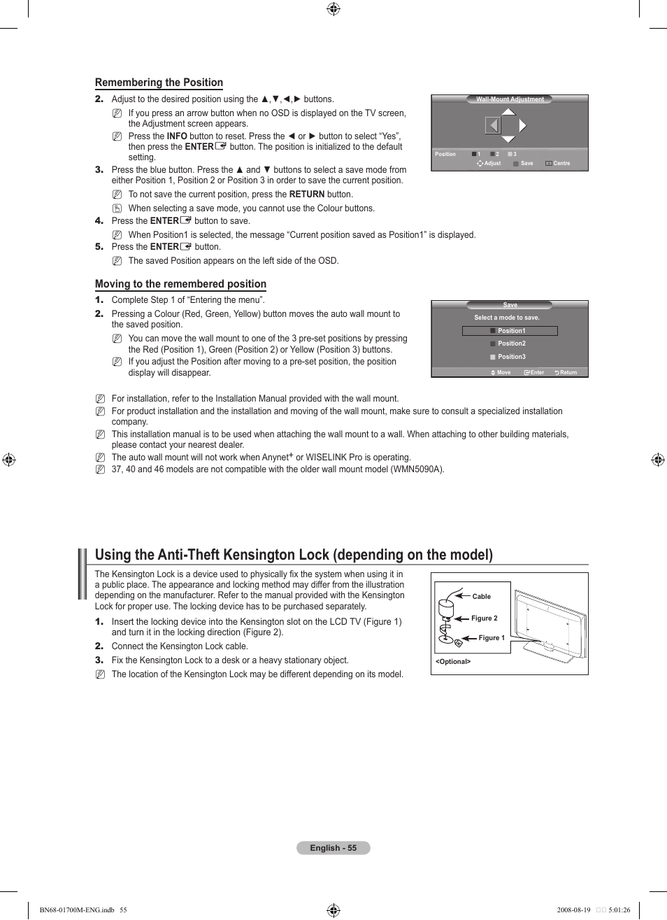Remembering the position, Moving to the remembered position | Samsung LE46A756R1M User Manual | Page 57 / 422