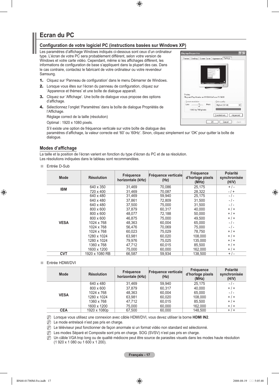 Ecran du pc | Samsung LE46A756R1M User Manual | Page 79 / 422