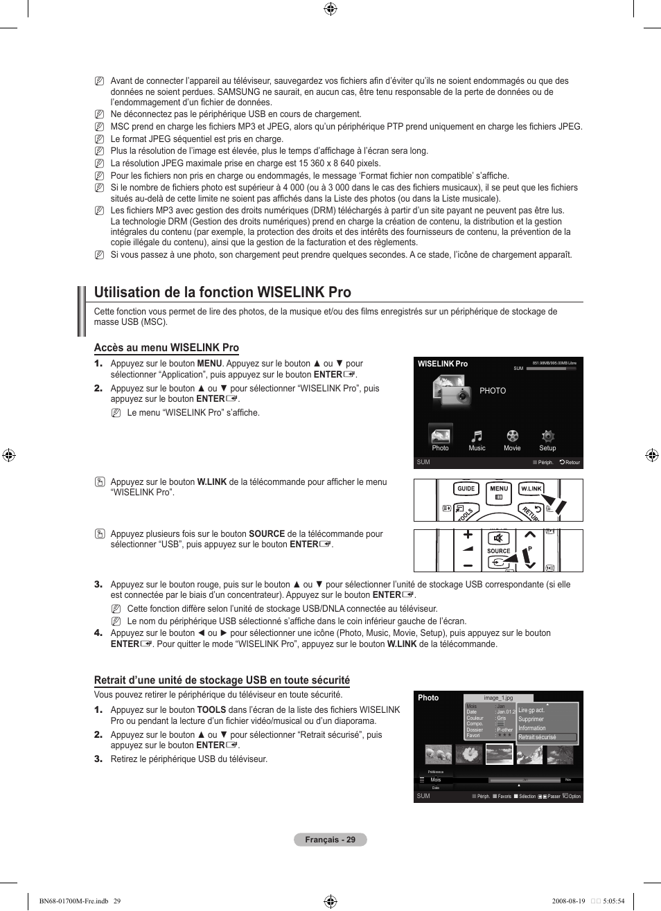 Utilisation de la fonction wiselink pro, Accès au menu wiselink pro | Samsung LE46A756R1M User Manual | Page 91 / 422