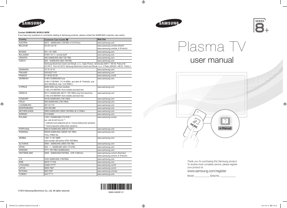 Samsung PS51F8500SL User Manual | 97 pages