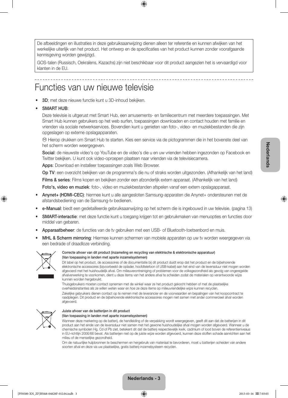Functies van uw nieuwe televisie | Samsung PS51F8500SL User Manual | Page 75 / 97