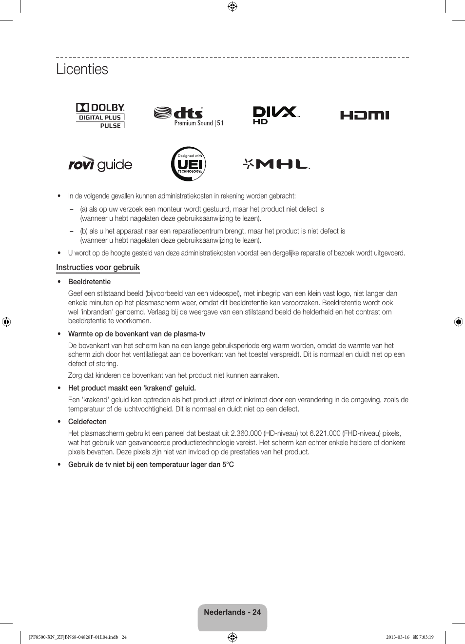 Licenties | Samsung PS51F8500SL User Manual | Page 96 / 97