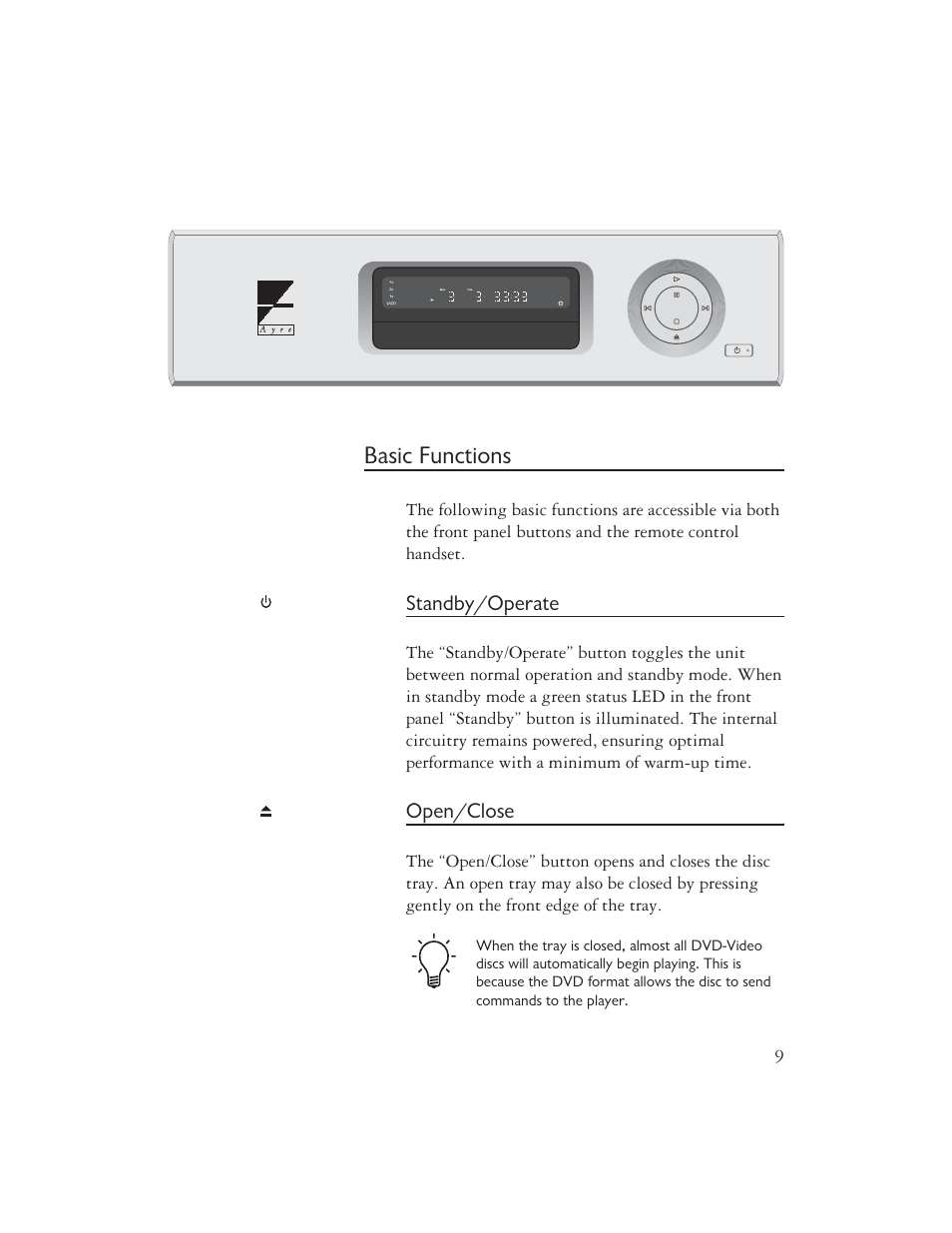 Basic functions | Ayre Acoustics C-5xe User Manual | Page 11 / 40