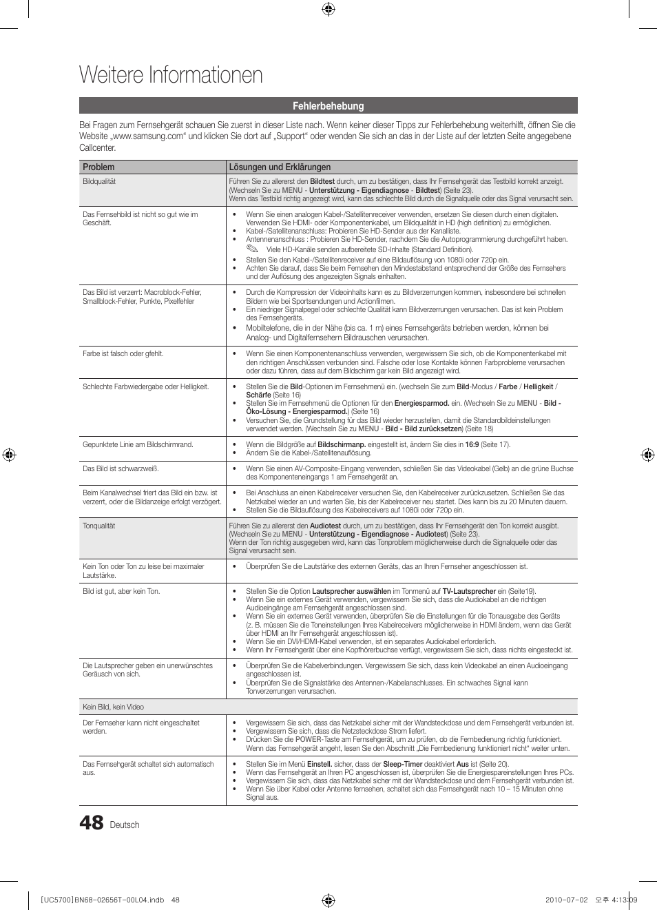 Weitere informationen | Samsung UE40C5700QS User Manual | Page 100 / 209