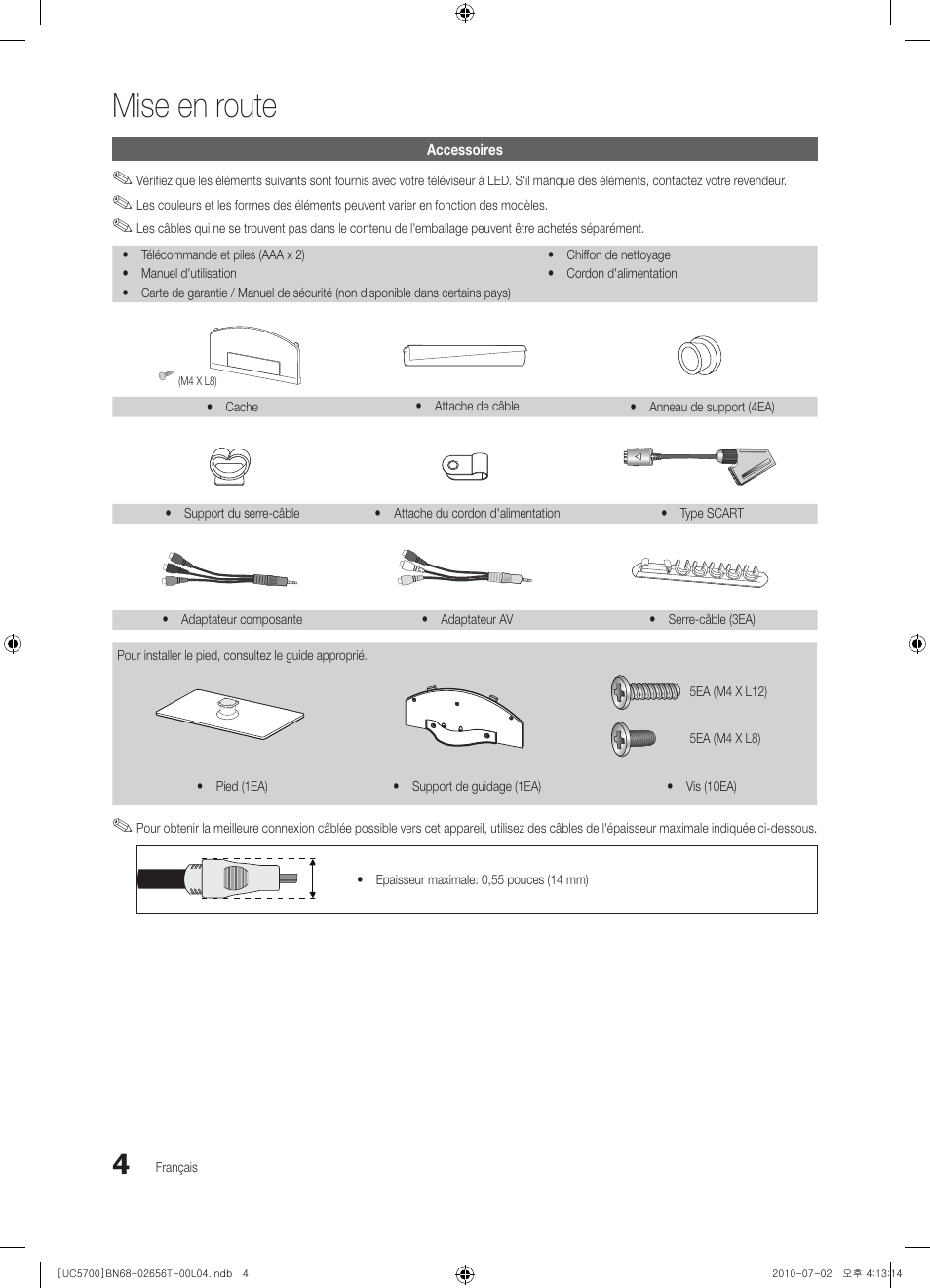 Mise en route | Samsung UE40C5700QS User Manual | Page 108 / 209
