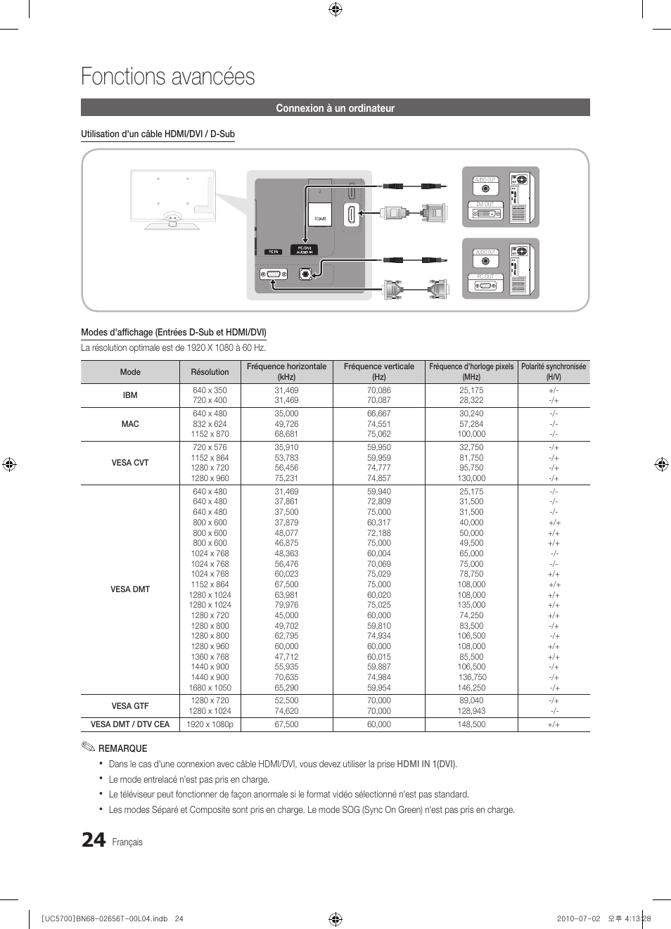 Fonctions avancées | Samsung UE40C5700QS User Manual | Page 128 / 209