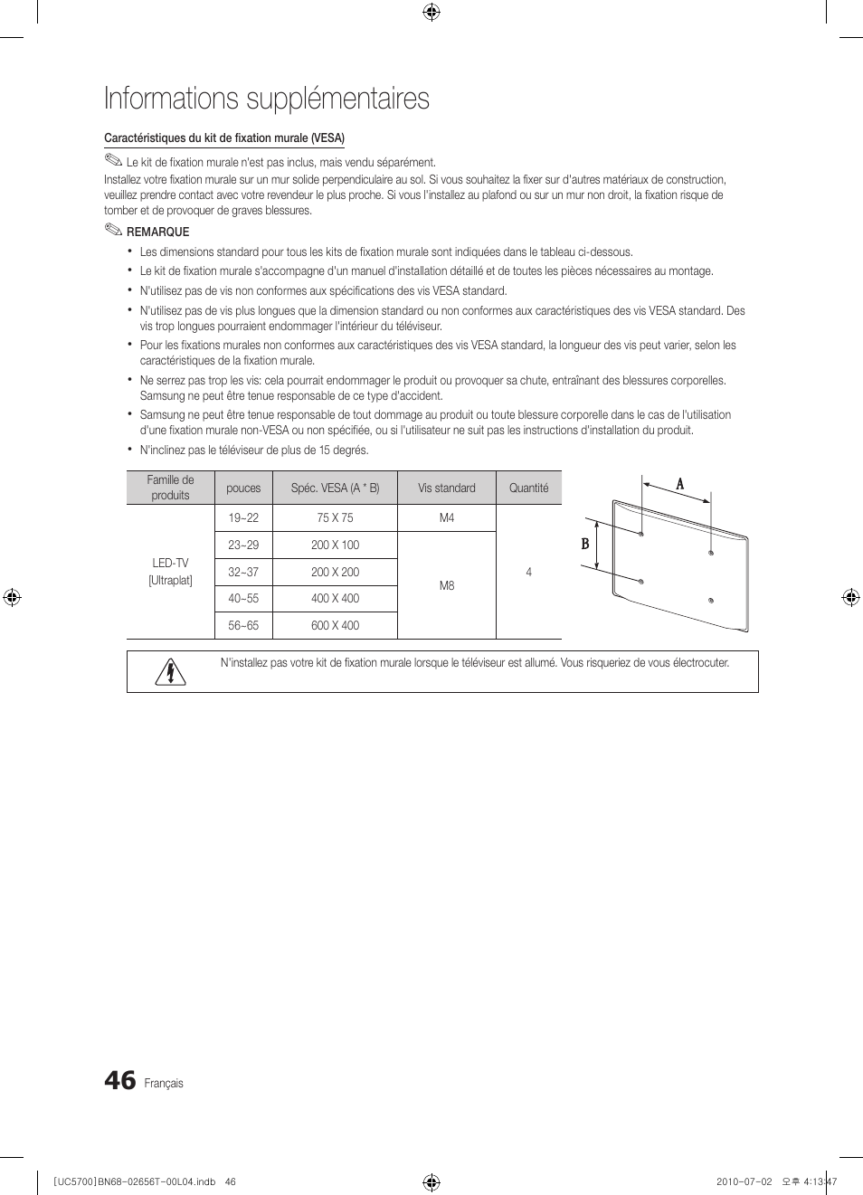 Informations supplémentaires | Samsung UE40C5700QS User Manual | Page 150 / 209