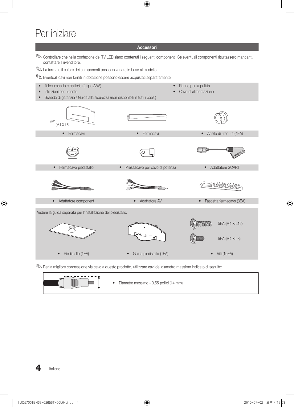 Per iniziare | Samsung UE40C5700QS User Manual | Page 160 / 209