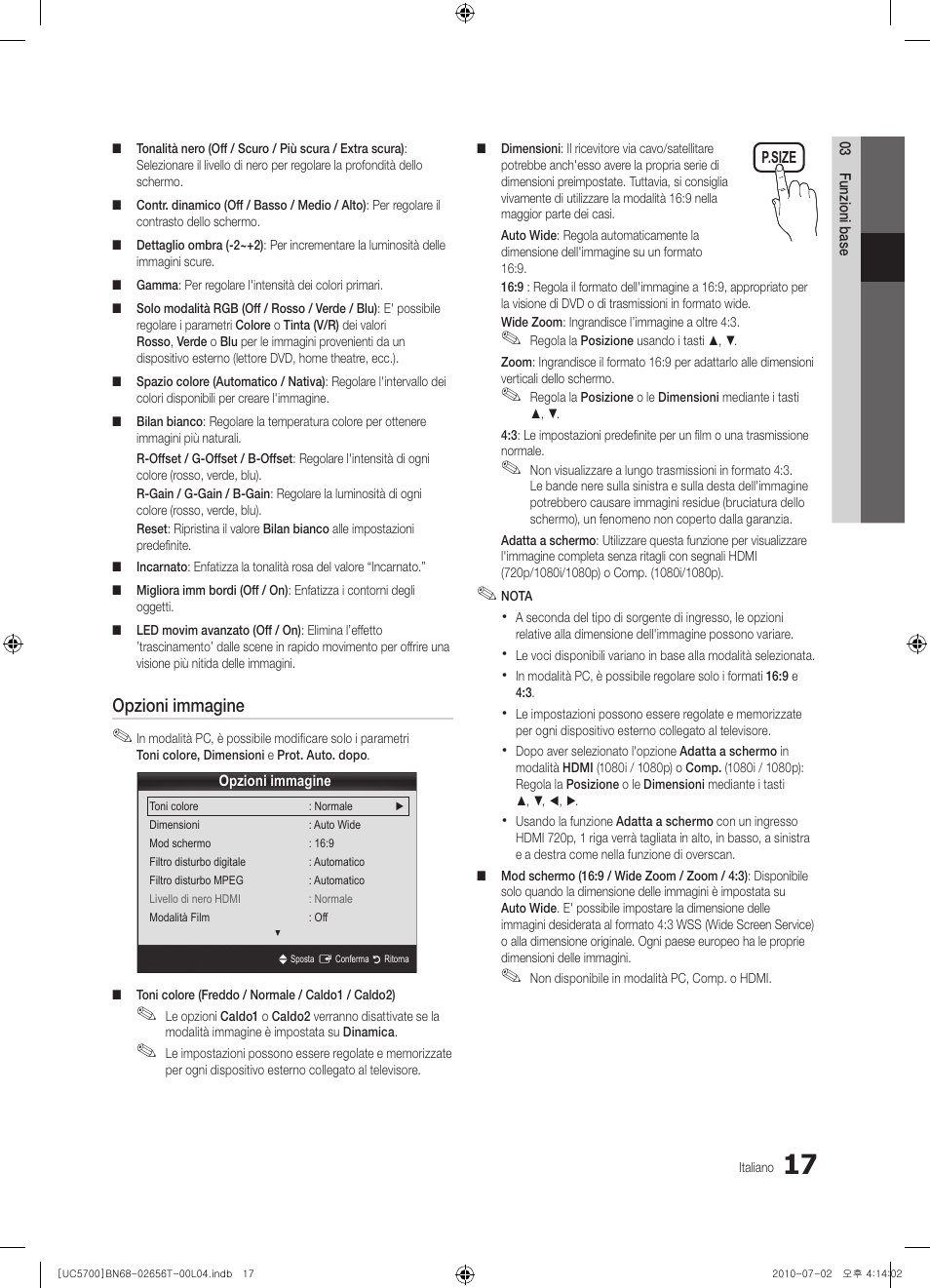 Opzioni immagine | Samsung UE40C5700QS User Manual | Page 173 / 209