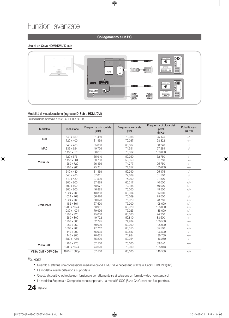 Funzioni avanzate | Samsung UE40C5700QS User Manual | Page 180 / 209