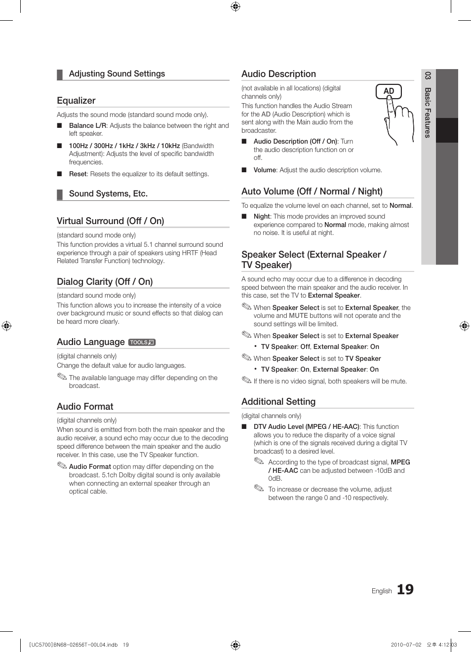 Samsung UE40C5700QS User Manual | Page 19 / 209