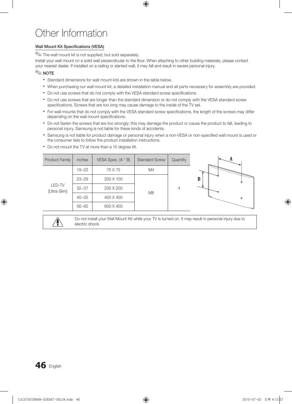 Other information | Samsung UE40C5700QS User Manual | Page 46 / 209