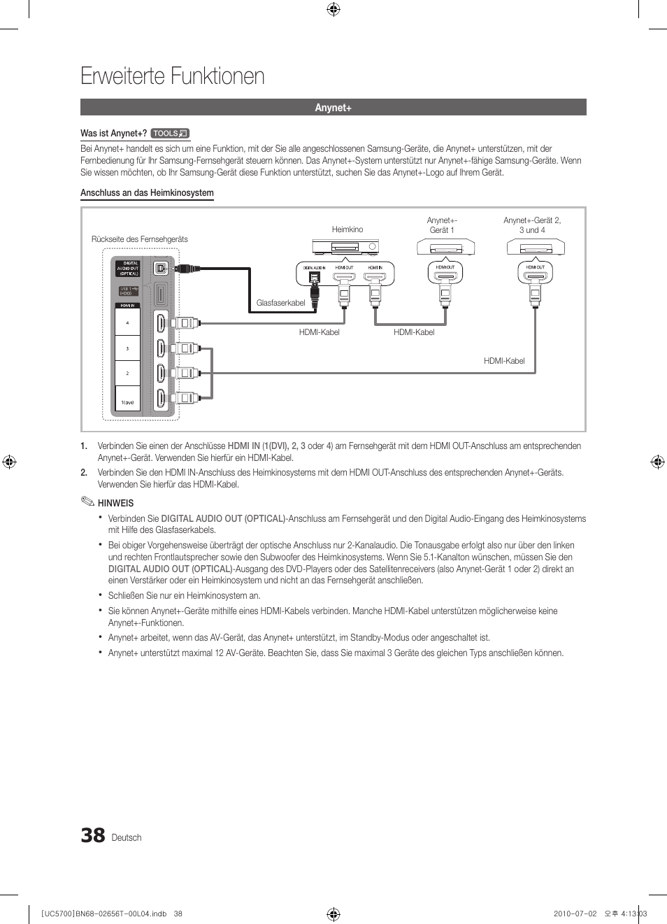Erweiterte funktionen | Samsung UE40C5700QS User Manual | Page 90 / 209