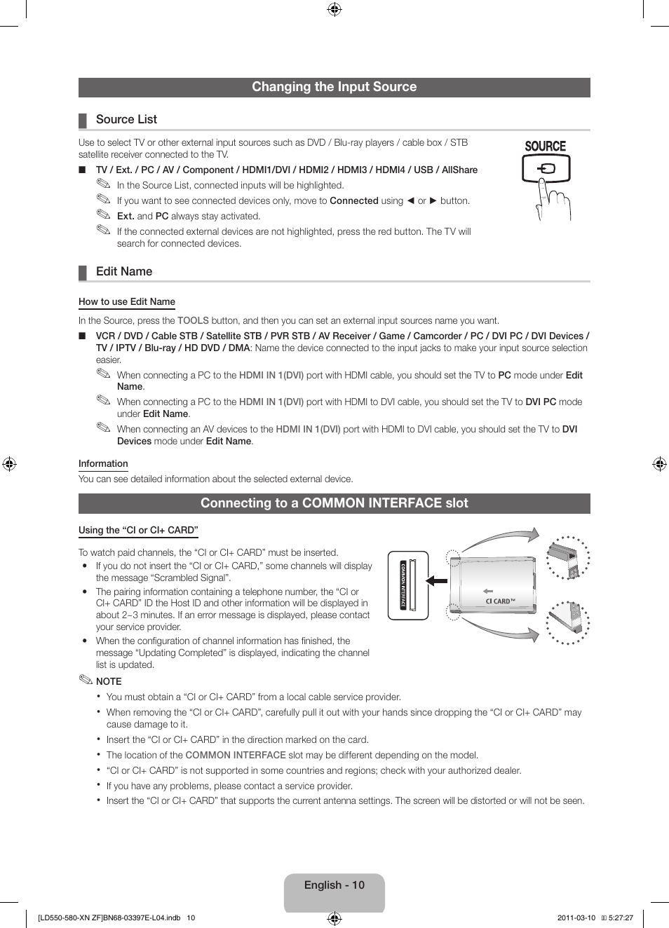 Samsung LE37D550K1W User Manual | Page 10 / 65