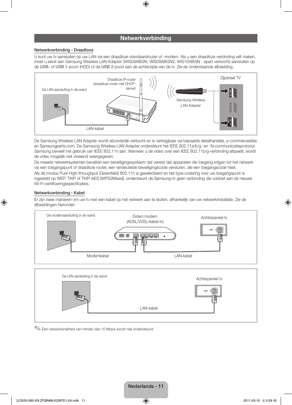 Netwerkverbinding | Samsung LE37D550K1W User Manual | Page 59 / 65