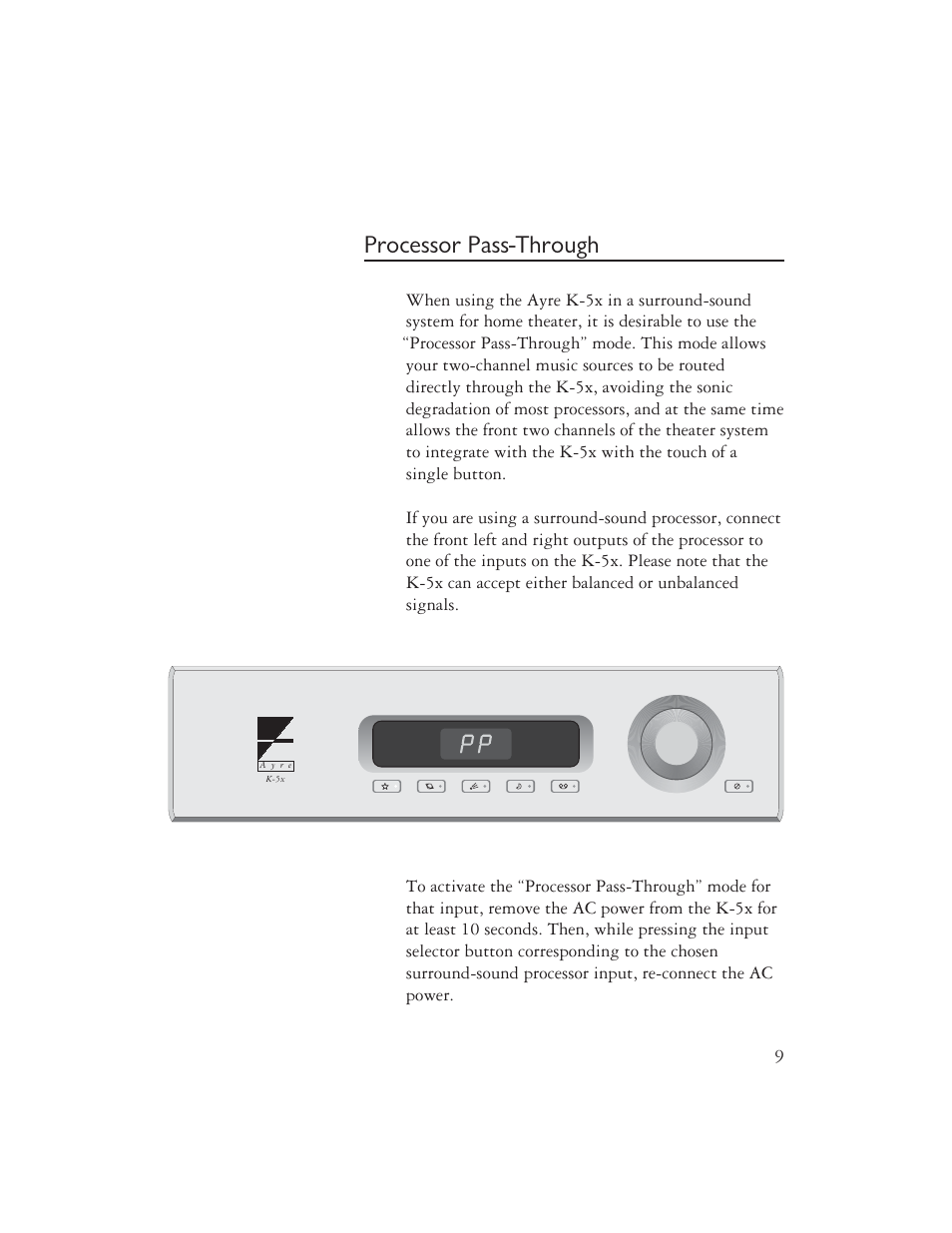 Processor pass-through | Ayre Acoustics K-5x User Manual | Page 11 / 20