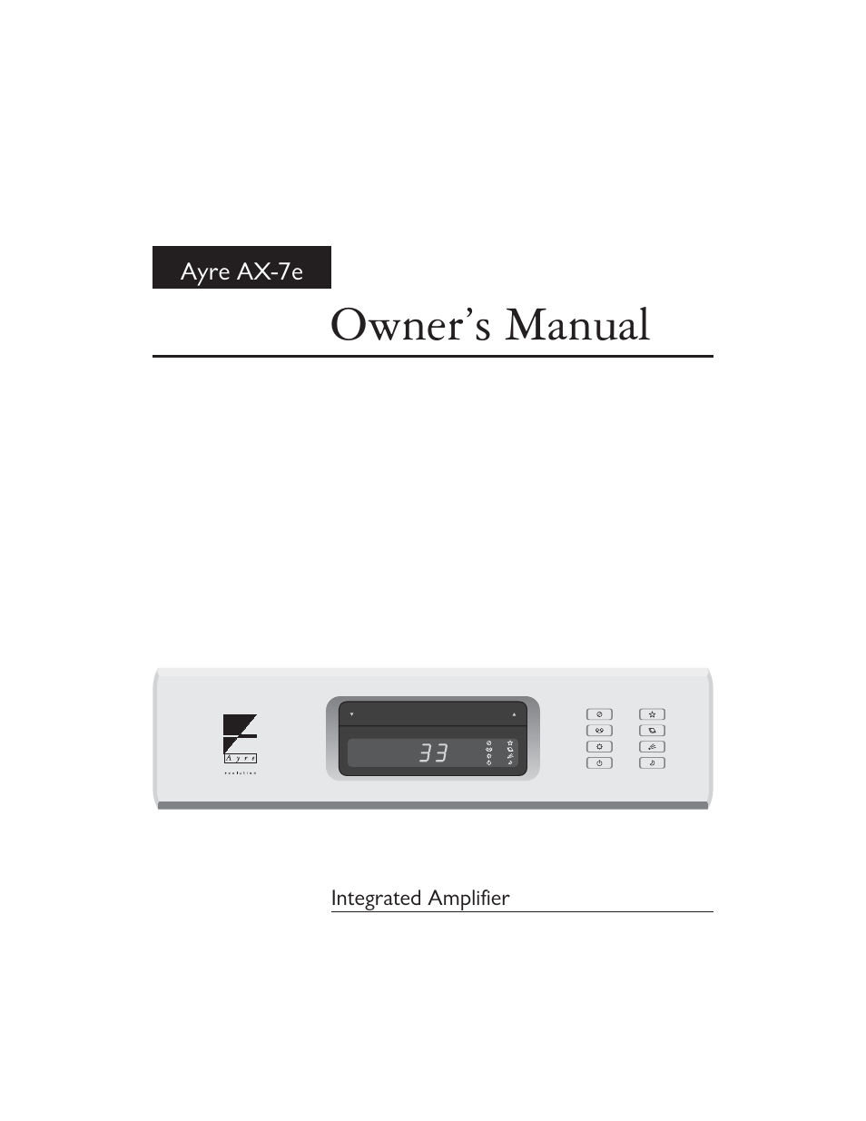 AYRE AX-7e User Manual | 20 pages