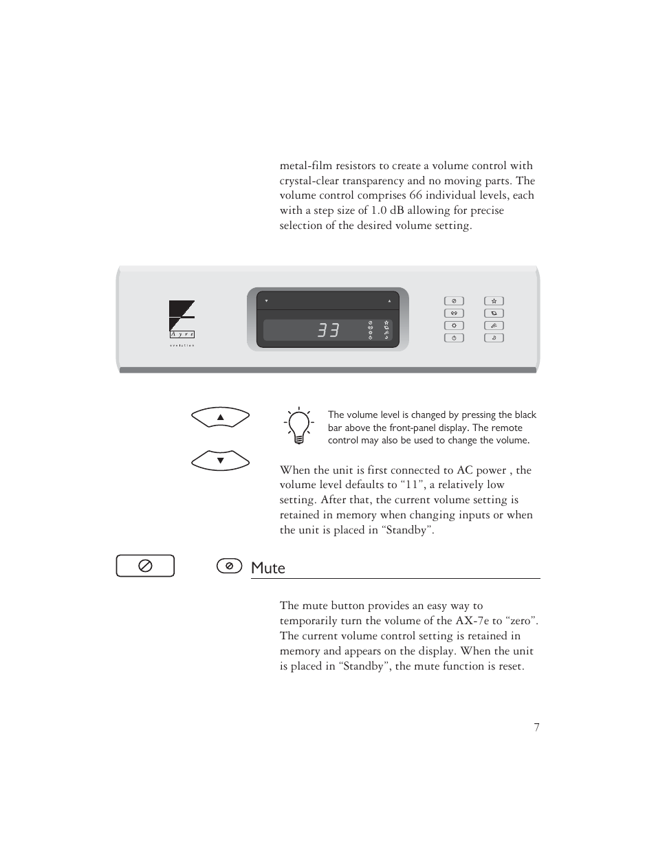 Mute | AYRE AX-7e User Manual | Page 9 / 20