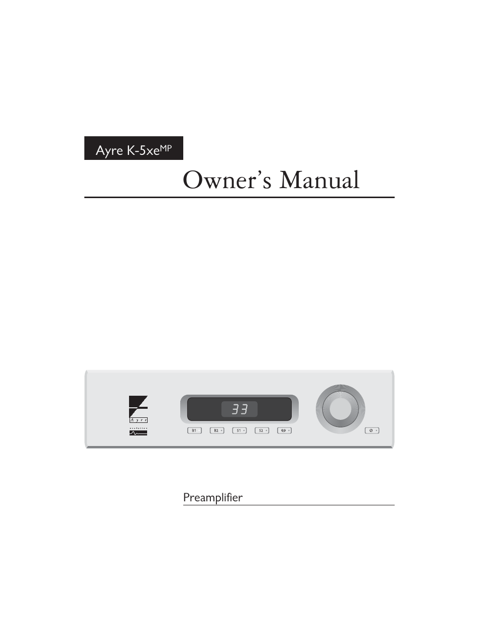 AYRE K-5xe User Manual | 20 pages