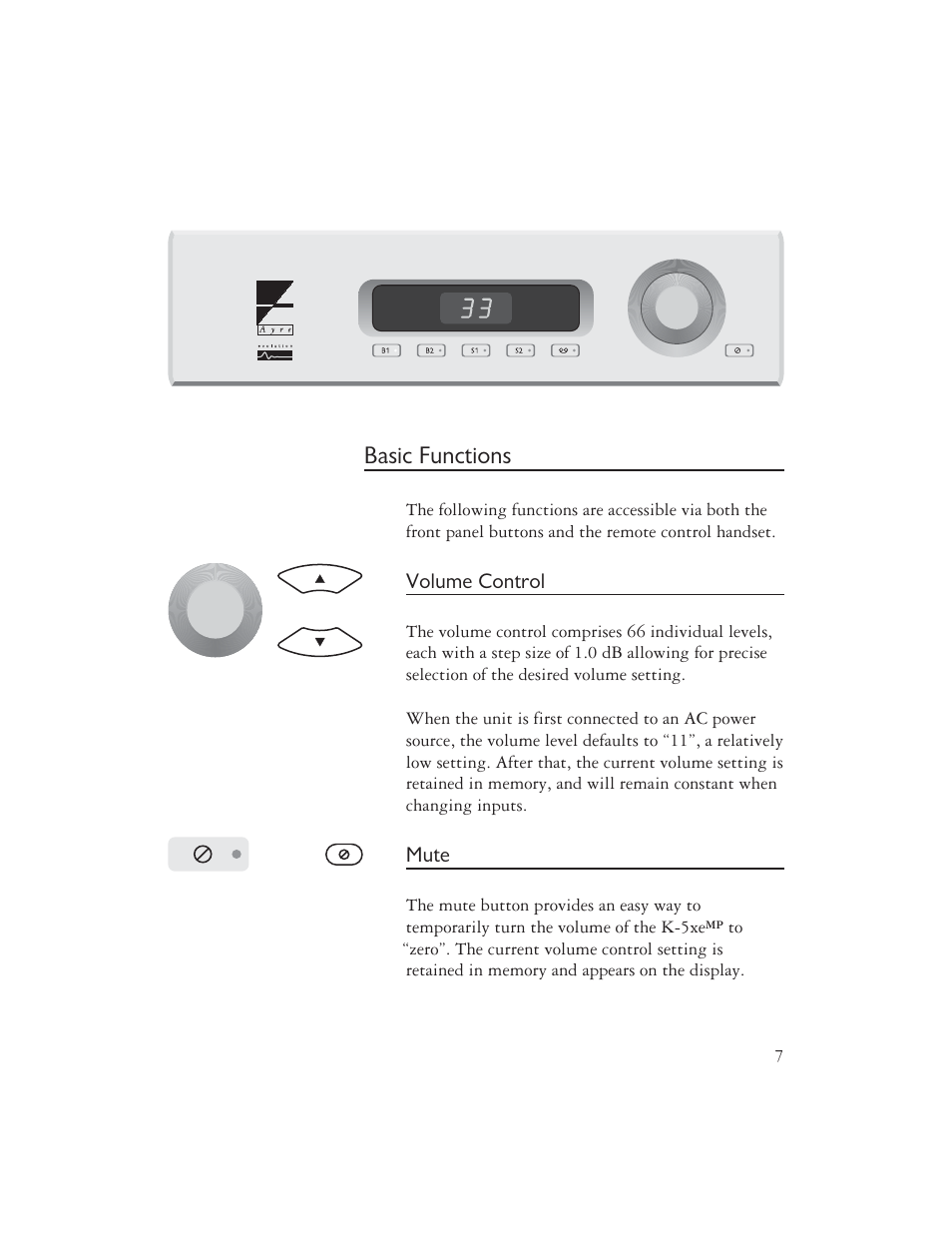 Basic functions | AYRE K-5xe User Manual | Page 9 / 20