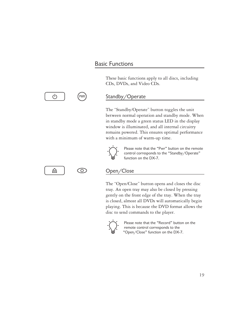 Basic functions | Ayre Acoustics DX-7 User Manual | Page 21 / 88