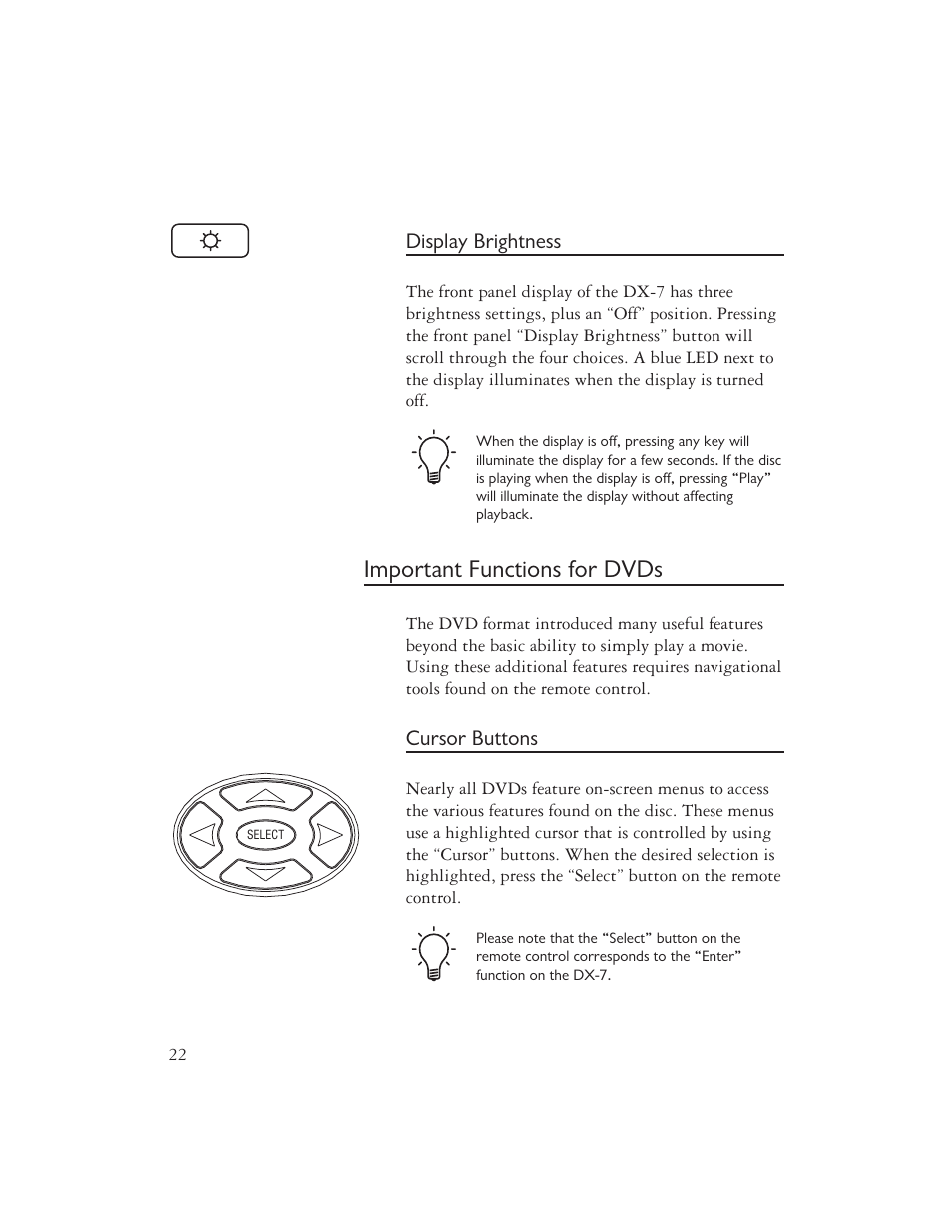 Important functions for dvds | Ayre Acoustics DX-7 User Manual | Page 24 / 88
