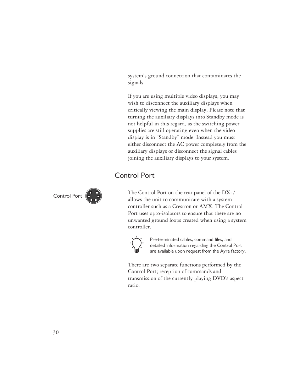 Control port | Ayre Acoustics DX-7 User Manual | Page 32 / 88
