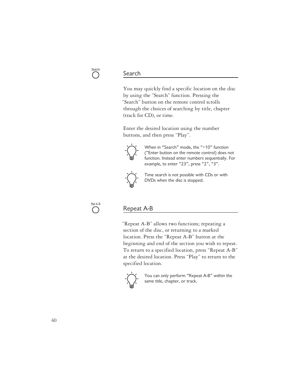 Search, Repeat a-b | Ayre Acoustics DX-7 User Manual | Page 42 / 88