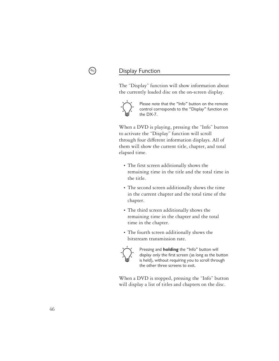 Display function | Ayre Acoustics DX-7 User Manual | Page 48 / 88