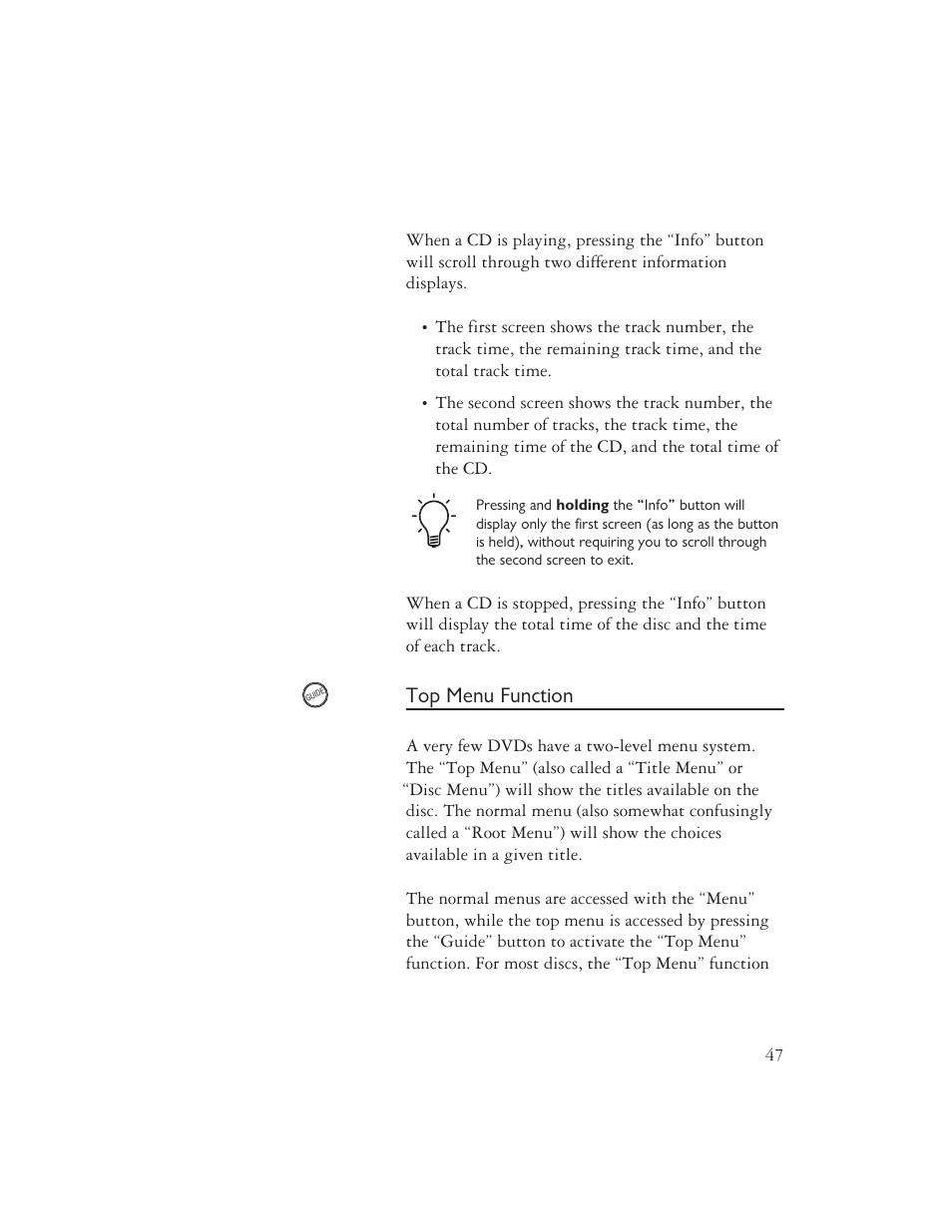 Top menu function | Ayre Acoustics DX-7 User Manual | Page 49 / 88