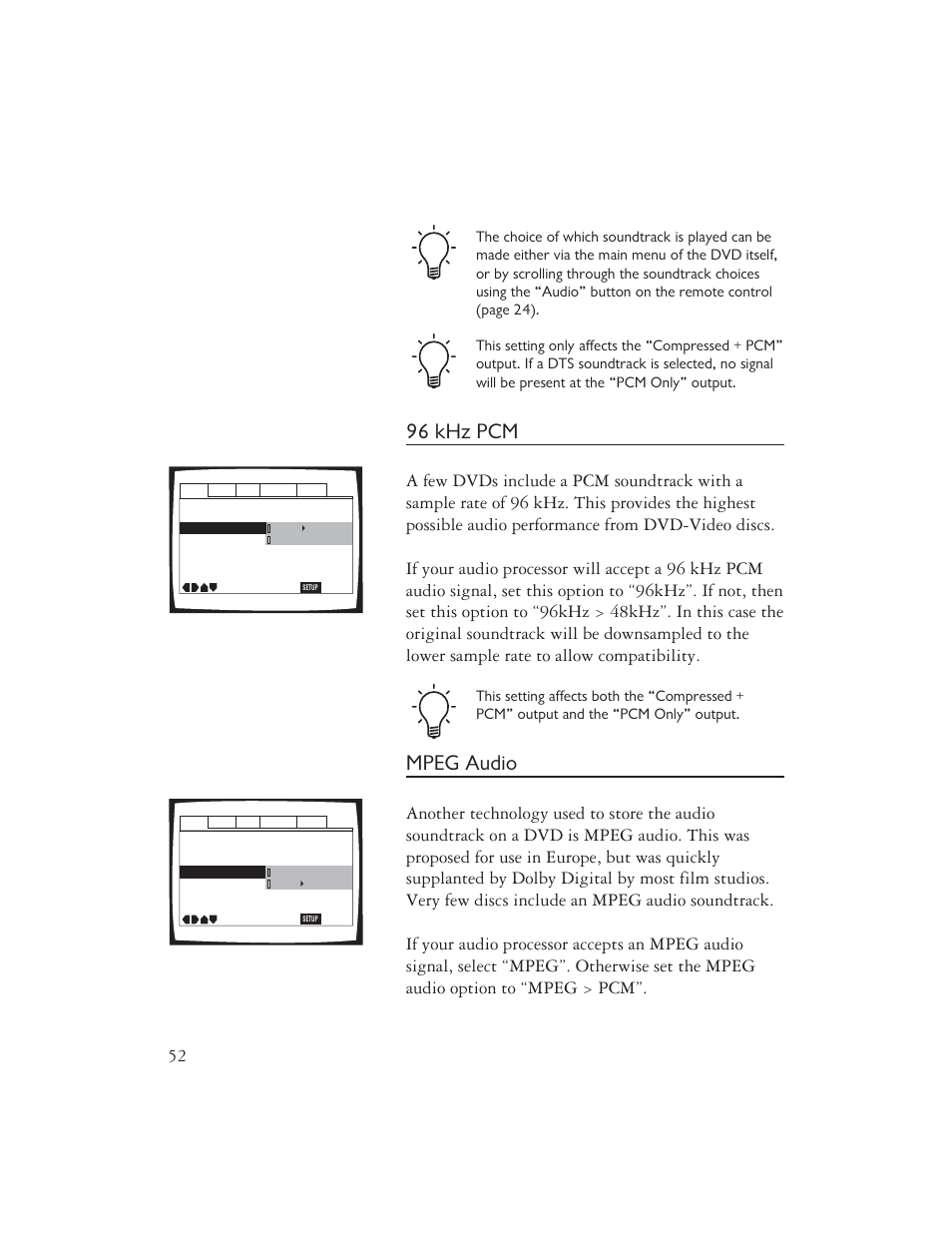 96 khz pcm, Mpeg audio | Ayre Acoustics DX-7 User Manual | Page 54 / 88